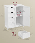 Bathroom Floor Storage Cabinet Wooden Unit with 4