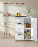 Bathroom Floor Storage Cabinet Wooden Unit with 4