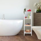 Bathroom Shelf Walnut with Storage Open Quadratic 4