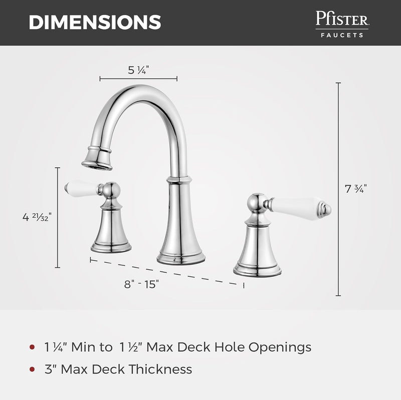 Bathroom Sink Faucet 8-Inch Widespread 2-Handle 3-Hole Polished