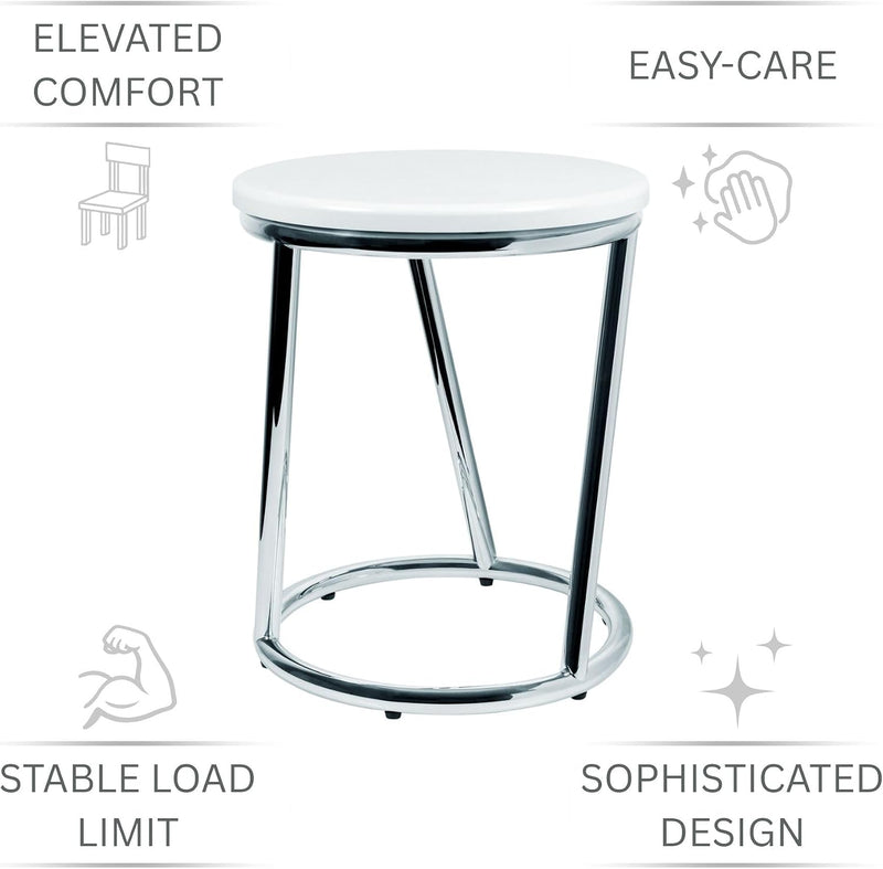 Bathroom Stool Round Chrome Metal Sturdy Seat Bar