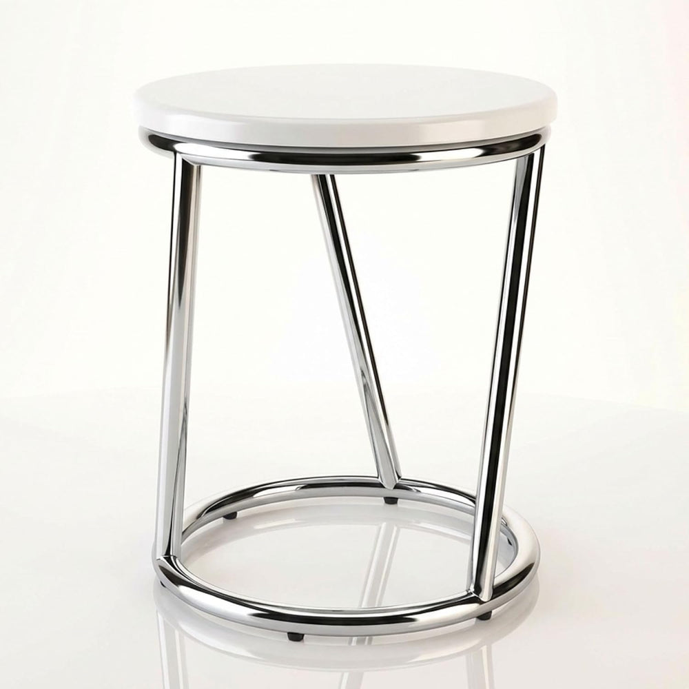 Bathroom Stool Round Chrome Metal Sturdy Seat Bar