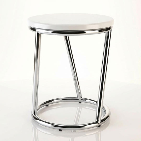 Bathroom Stool Round Chrome Metal Sturdy Seat Bar