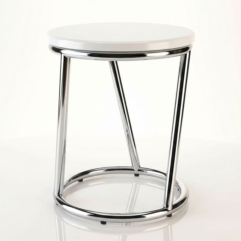 Bathroom Stool Round Chrome Metal Sturdy Seat Bar