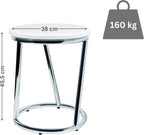 Bathroom Stool Round Chrome Metal Sturdy Seat Bar