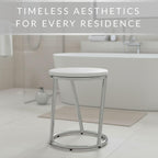 Bathroom Stool Round Chrome Metal Sturdy Seat Bar