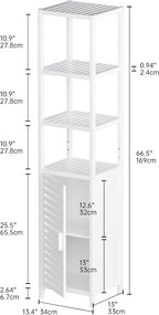 Bathroom Storage Cabinet 6-Tier Bamboo Tall Narrow Linen