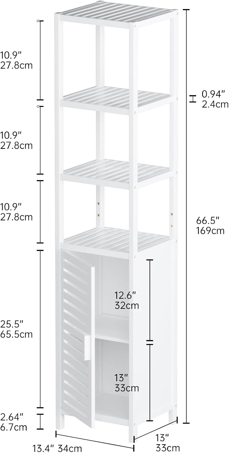 Bathroom Storage Cabinet 6-Tier Bamboo Tall Narrow Linen