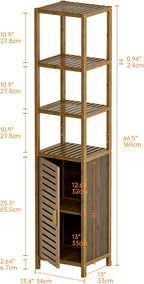 Bathroom Storage Cabinet 6-Tier Bamboo Tall Narrow Linen