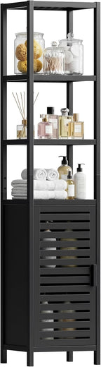 Bathroom Storage Cabinet 6-Tier Bamboo Tall Narrow Linen