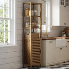 Bathroom Storage Cabinet 6-Tier Bamboo Tall Narrow Linen