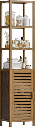 Bathroom Storage Cabinet 6-Tier Bamboo Tall Narrow Linen