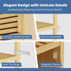 Bathroom Storage Cabinet 6-Tier Bamboo Tall Narrow Linen