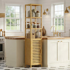Bathroom Storage Cabinet 6-Tier Bamboo Tall Narrow Linen