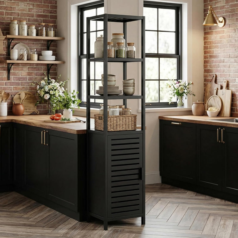 Bathroom Storage Cabinet 6-Tier Bamboo Tall Narrow Linen