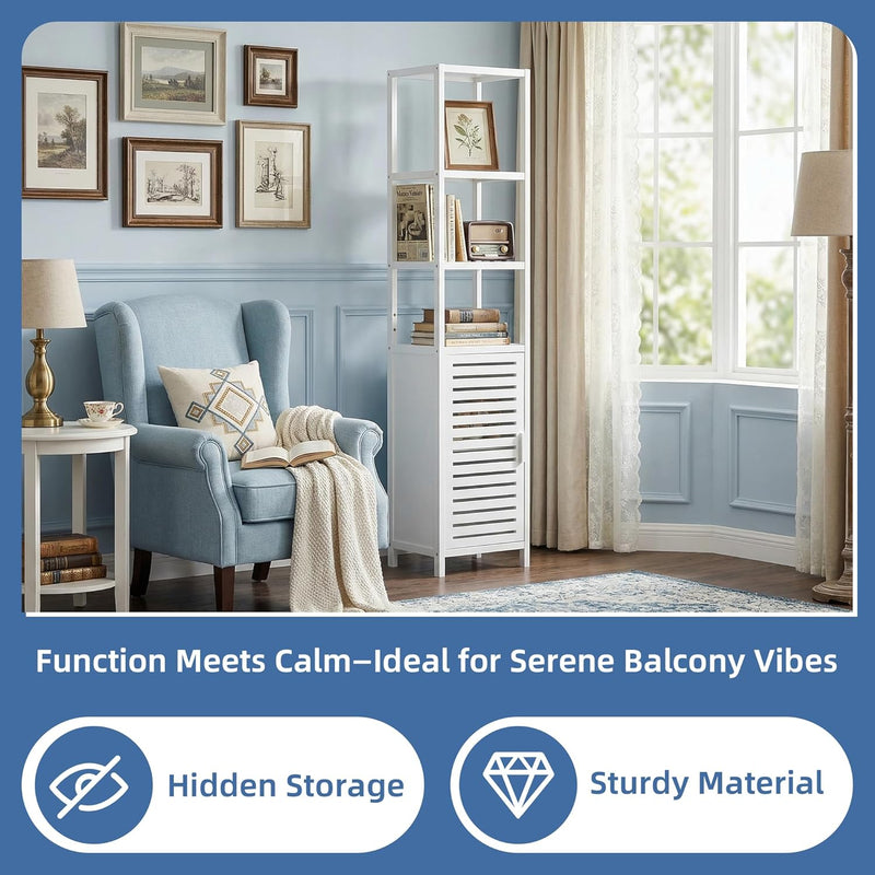 Bathroom Storage Cabinet 6-Tier Bamboo Tall Narrow Linen