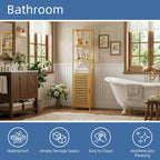 Bathroom Storage Cabinet 6-Tier Bamboo Tall Narrow Linen