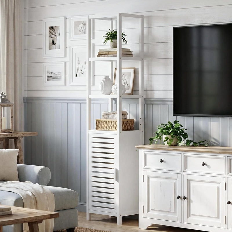 Bathroom Storage Cabinet 6-Tier Bamboo Tall Narrow Linen