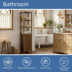 Bathroom Storage Cabinet 6-Tier Bamboo Tall Narrow Linen