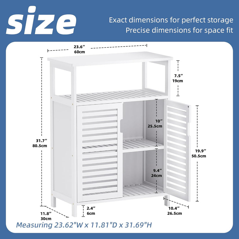 Bathroom Storage Cabinet Bamboo Side Organiser with Double