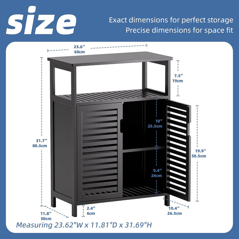 Bathroom Storage Cabinet Bamboo Side Organiser with Double