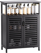 Bathroom Storage Cabinet Bamboo Side Organiser with Double