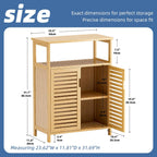 Bathroom Storage Cabinet Bamboo Side Organiser with Double