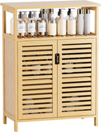 Bathroom Storage Cabinet Bamboo Side Organiser with Double