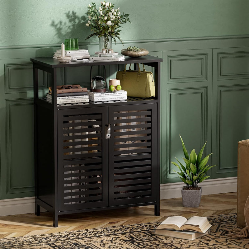 Bathroom Storage Cabinet Bamboo Side Organiser with Double