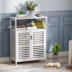 Bathroom Storage Cabinet Bamboo Side Organiser with Double