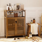 Bathroom Storage Cabinet Bamboo Side Organiser with Double