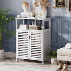 Bathroom Storage Cabinet Bamboo Side Organiser with Double