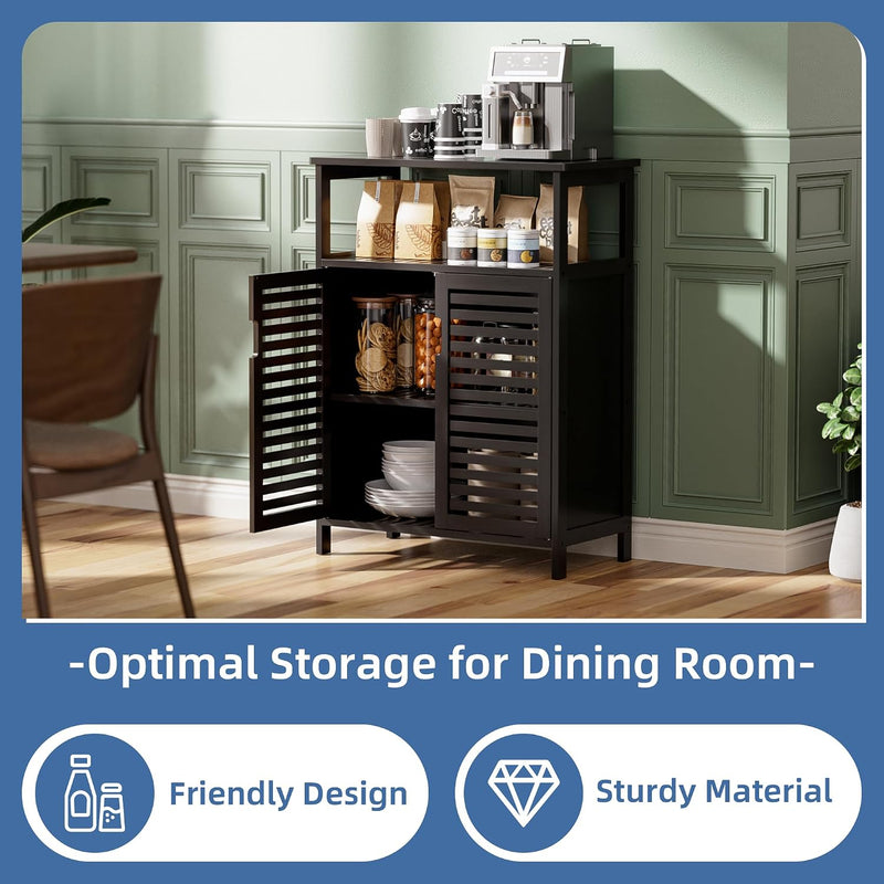 Bathroom Storage Cabinet Bamboo Side Organiser with Double