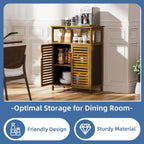 Bathroom Storage Cabinet Bamboo Side Organiser with Double
