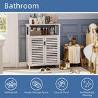 Bathroom Storage Cabinet Bamboo Side Organiser with Double