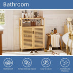 Bathroom Storage Cabinet Bamboo Side Organiser with Double