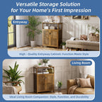 Bathroom Storage Cabinet Bamboo Side Organiser with Double