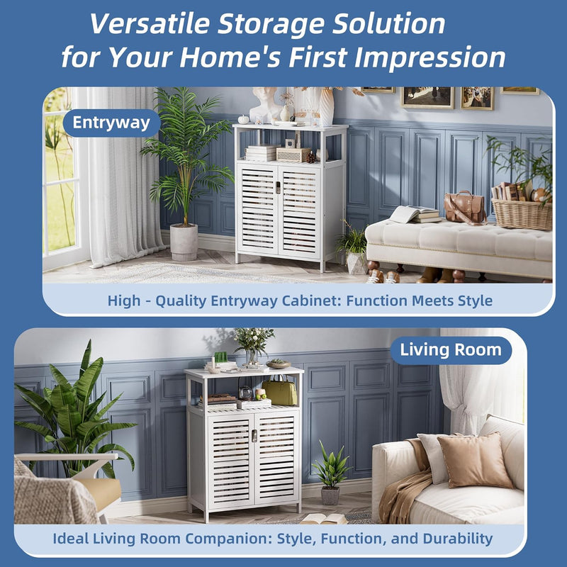 Bathroom Storage Cabinet Bamboo Side Organiser with Double