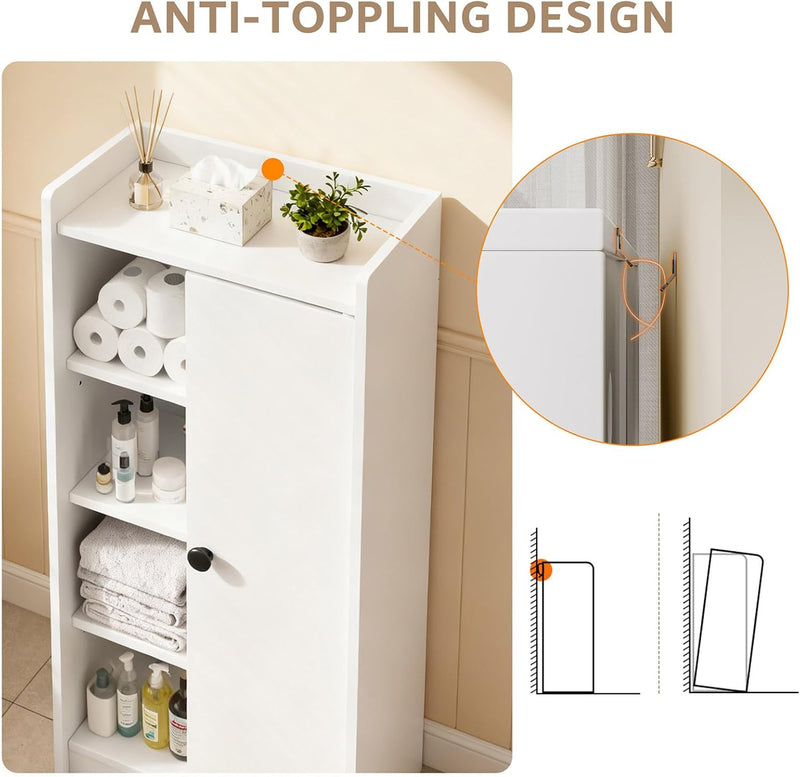 Bathroom Storage Cabinet Slim Unit with 4 Open