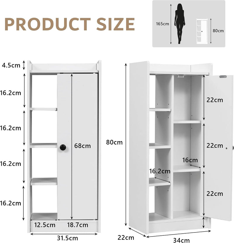 Bathroom Storage Cabinet Slim Unit with 4 Open