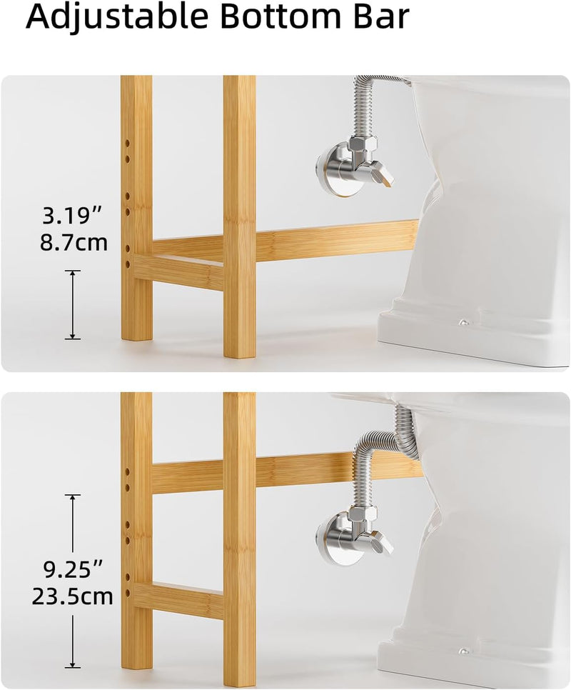 Bathroom Storage Shelf Bamboo Over-The-Toilet Organiser Rack