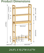 Bathroom Storage Shelf Bamboo Over-The-Toilet Organiser Rack