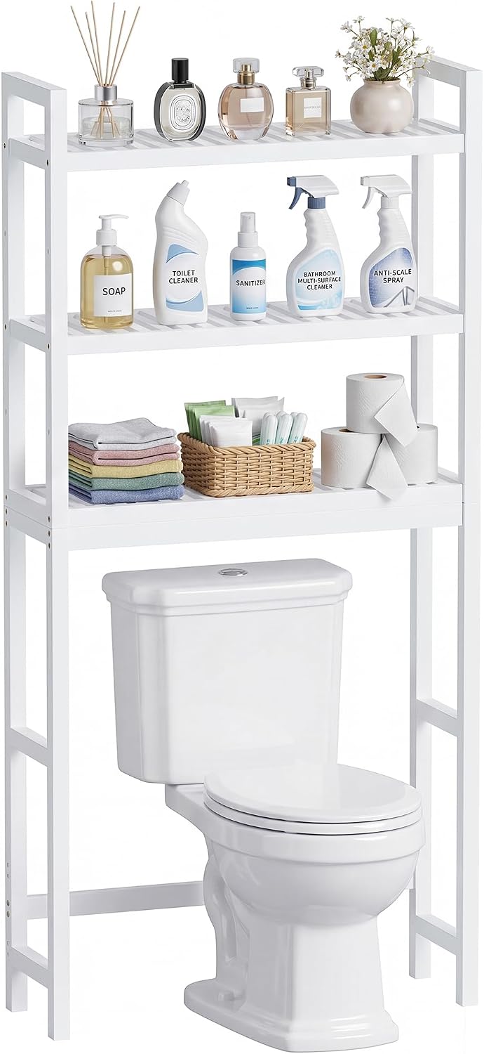 Bathroom Storage Shelf Bamboo Over-The-Toilet Organiser Rack