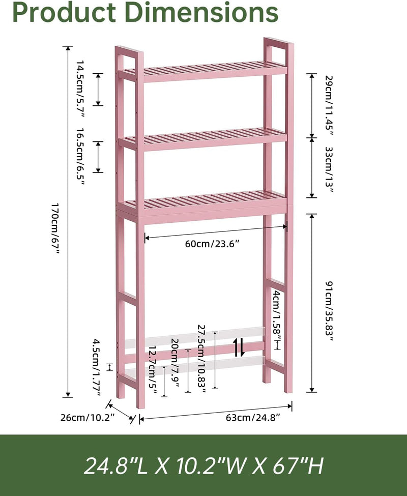 Bathroom Storage Shelf Bamboo Over-The-Toilet Organiser Rack