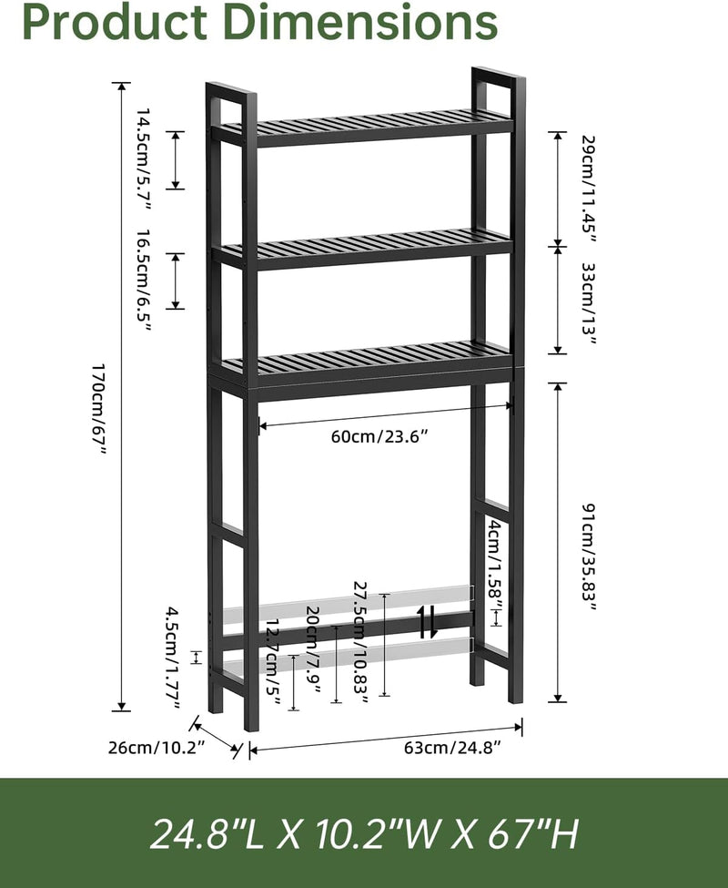 Bathroom Storage Shelf Bamboo Over-The-Toilet Organiser Rack