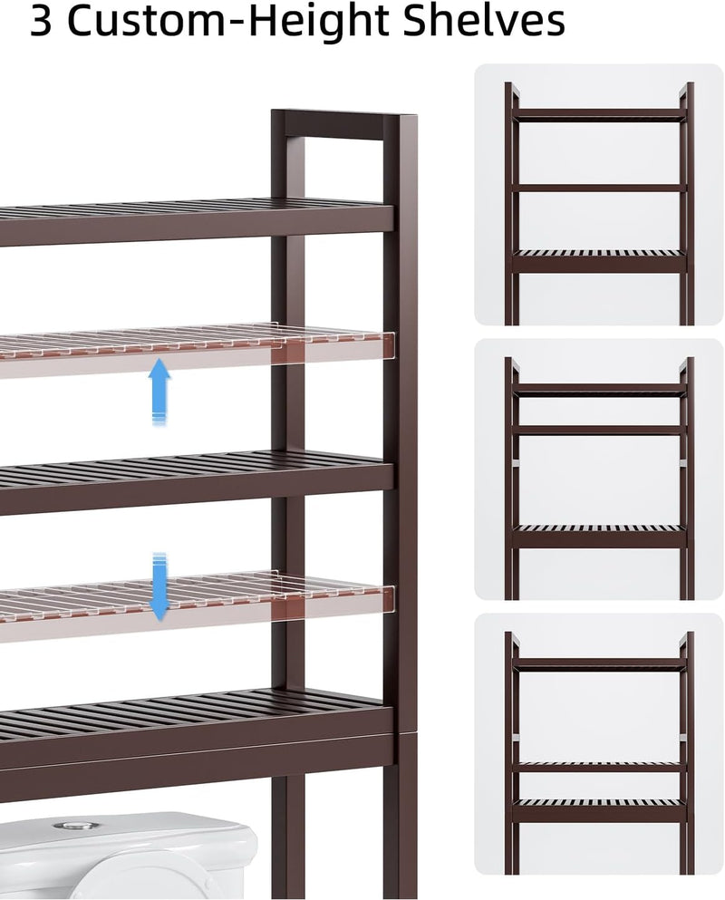 Bathroom Storage Shelf Bamboo Over-The-Toilet Organiser Rack
