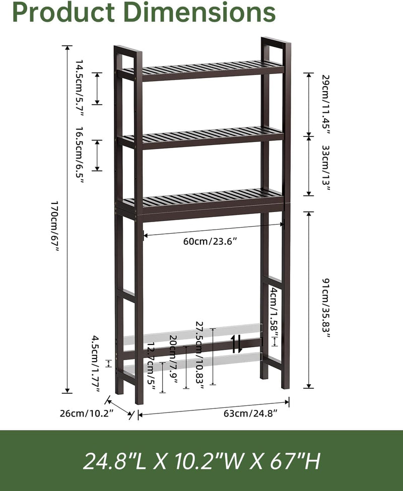 Bathroom Storage Shelf Bamboo Over-The-Toilet Organiser Rack