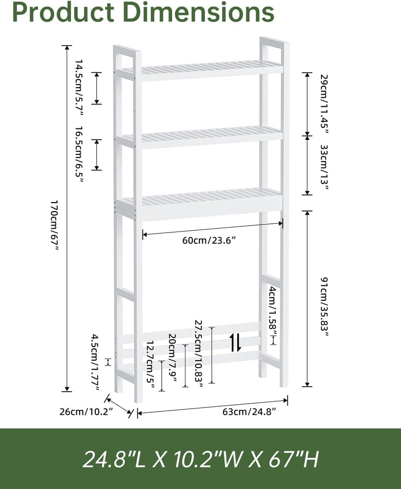 Bathroom Storage Shelf Bamboo Over-The-Toilet Organiser Rack