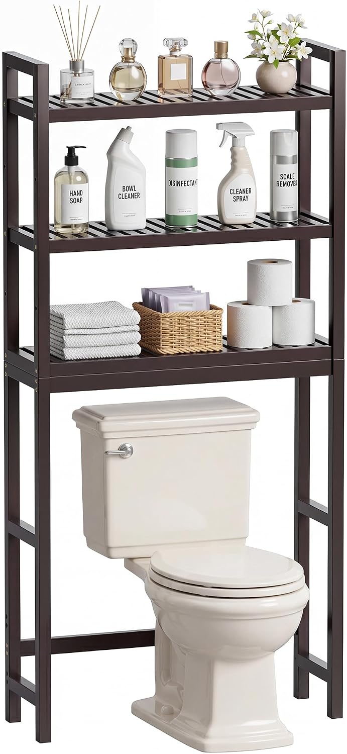 Bathroom Storage Shelf Bamboo Over-The-Toilet Organiser Rack