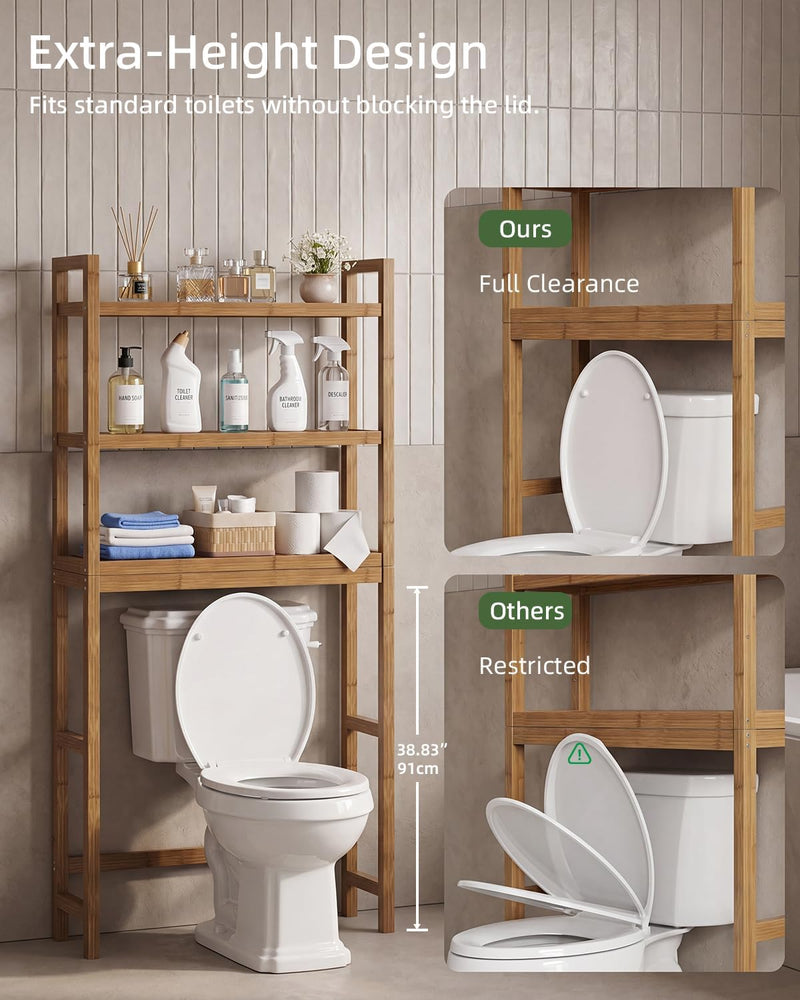 Bathroom Storage Shelf Bamboo Over-The-Toilet Organiser Rack